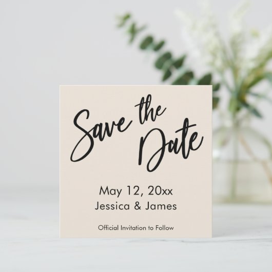 Save The Date Crème de typographie d'écriture simple et moderne (Debout devant)