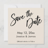 Save The Date Crème de typographie d'écriture simple et moderne (Devant)