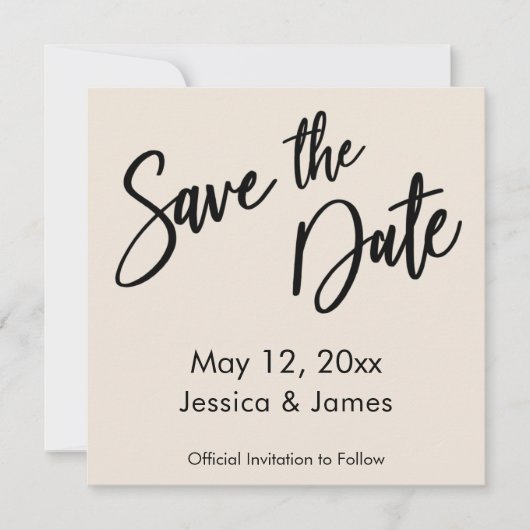Save The Date Crème de typographie d'écriture simple et moderne (Devant)