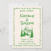 Save The Date Crème dessinée à la main Green Boho Mountain Maria (Devant)