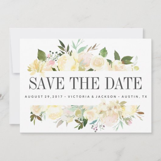 Save The Date Crème et IVORY | MARIAGE Photo enregistrer la date (Devant)