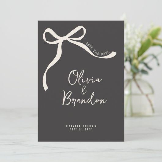 Save The Date Crème et noir blanc dessiné main (Debout devant)