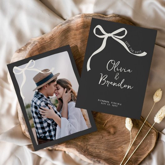 Save The Date Crème et noir blanc dessiné main