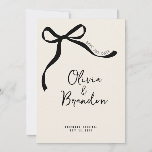 Save The Date Crème et noir whimsar dessiné à la main voiture (Devant)