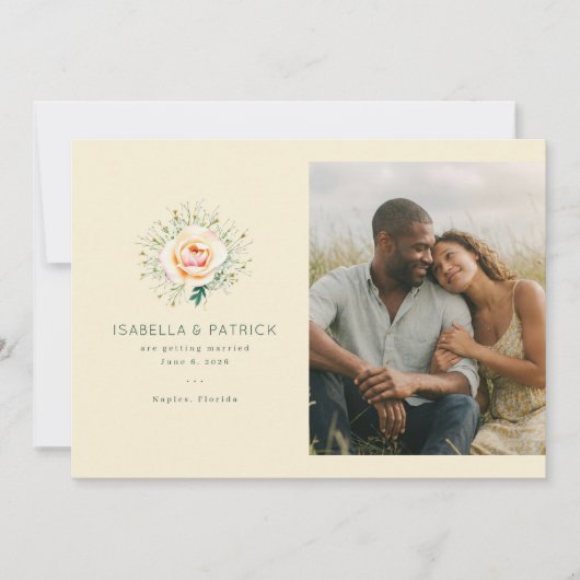Save The Date Crème Florale Romantique (Devant)