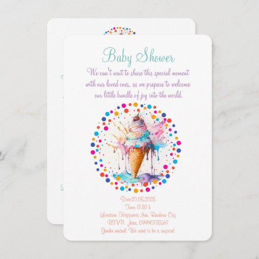 Save The Date crème glacée Watercolor (Devant / Derrière)