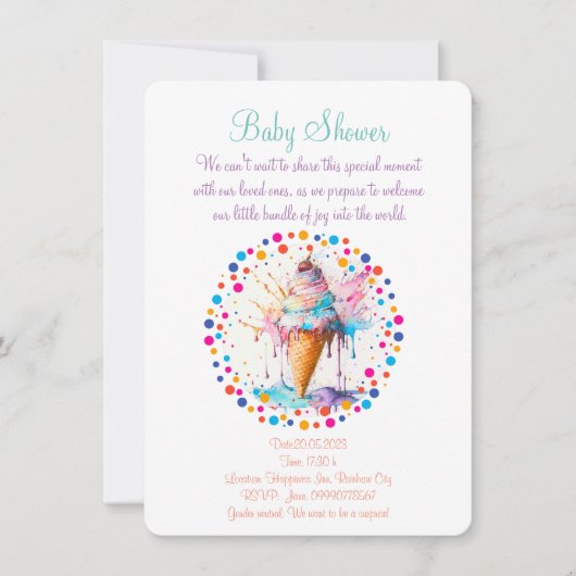 Save The Date crème glacée Watercolor (Devant)