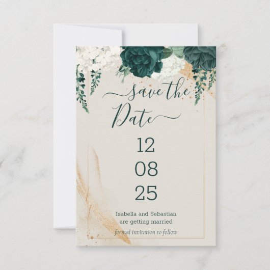Save The Date Crème mariage Enregistrer la date Emerald Green (Devant)