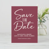 Save The Date Crème Mariage Mulberry Burgundy (Debout devant)