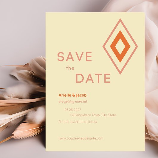 Save The Date Crème moderne du milieu du siècle, Blush & Burning