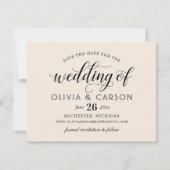 Save The Date Crème moderne et Mariage de script noir (Devant)