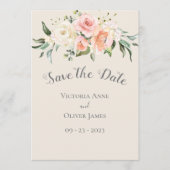 Save The Date Crème or aquarelle Mariage floral romantique (Devant)