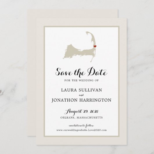 Save The Date Crème Orléans Cape Cod Enregistrer la date (Devant / Derrière)