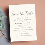 Save The Date Crème photo de script chic<br><div class="desc">Chic crème légère enregistrer le faire-part de date mariage avec "Save the Date" dans un script moderne minimal et votre personnalisation enregistrer les détails de la date dans une simple typographie. Au verso,  la photo est superposée avec vos prénoms et votre date mariage.</div>