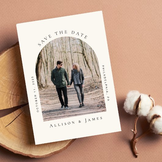 Save The Date Crème photo minime à cadre arc