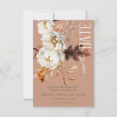 Save The Date Crème rouille rustique et Brown automne florale (Devant)