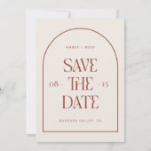 Save The Date Crème & Terracotta Arc Rétro Minimale Police Moder (Devant)