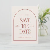 Save The Date Crème & Terracotta Arc Rétro Minimale Police Moder (Debout devant)