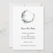 Crescent Bleu Lune avec Mariage Fleurs Blanches