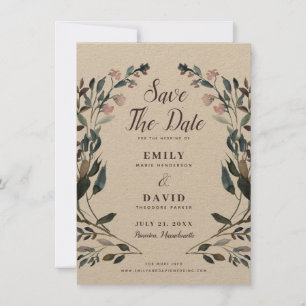 Save The Date Crest jardin   Mariage Rustique Kraft Enregistrer 