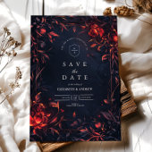 Save The Date Crest Monogram Art Nouveau Floral Mariage