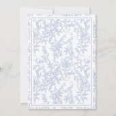 Save The Date Crest Monogramme Bleu Chinoiserie Floral Script (Dos)