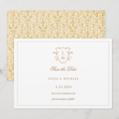 Save The Date Crête Baroque | Monogramme de mariage (Devant / Derrière)