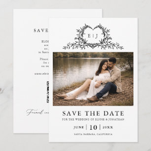 Save The Date Crête de calligraphie minimaliste moderne monogram