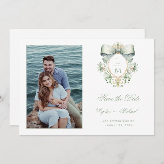 Save The Date Crête d'or avec corne verte (Devant / Derrière)