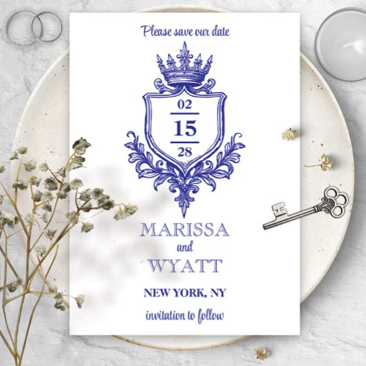 Save The Date Crête Royale avec Couronne Médiévale ou Fantastiqu