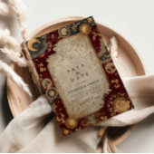 Save The Date Crimson Celestial Baroque Wedding