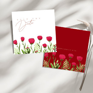 Save The Date Crimson Red Poppies Fleurs Mariage Enregistrer La