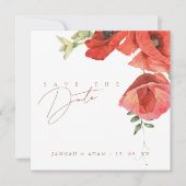 Save The Date Crimson Red Poppies Mariage floral (Devant)
