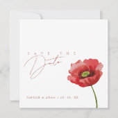 Save The Date Crimson Red Poppy Floral Wedding Enregistrer La Da (Devant)