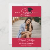 Save The Date Crimson Red Typography Diplôme de Photo (Devant)