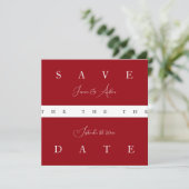 Save The Date Crimson Red White Simple Photo Mariage (Debout devant)