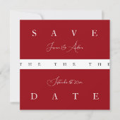 Save The Date Crimson Red White Simple Photo Mariage (Devant)