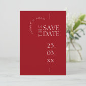 Save The Date Crimson Red White Simple Photo Mariage (Debout devant)