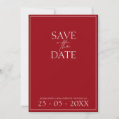 Save The Date Crimson rouge minimal mariage Script Enregistrer l (Devant)