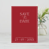 Save The Date Crimson rouge minimal mariage Script Enregistrer l (Debout devant)