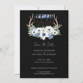 Save The Date Cristaux de lune Fleurs Bleues Blancs Boho Métaphy (Devant)