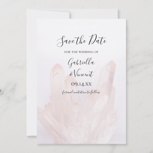 Save The Date Cristaux rose pâle Mariage Enregistrer la date (Devant)