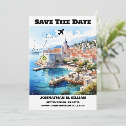 Save The Date Croatie destination mariage enregistrer la date mo (Debout devant)