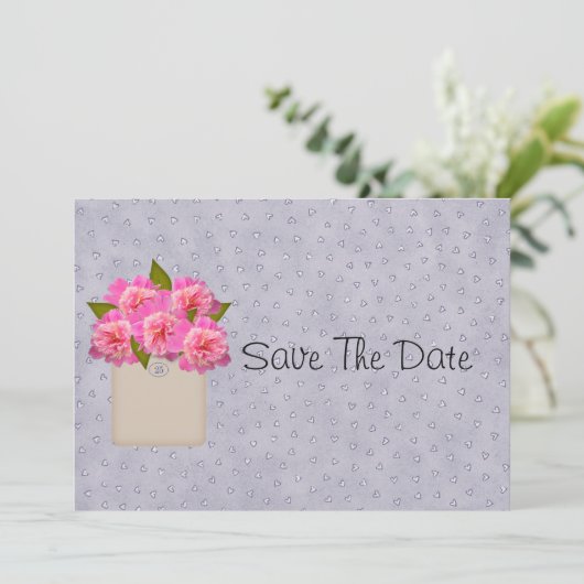 Save The Date Crock Of Peonies Enregistrer La Date (Debout devant)