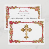 Save The Date Croix du Rose vintage Enregistrer la date (Devant / Derrière)