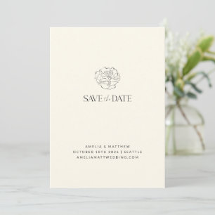 Save The Date Croquis floral minimaliste Mariage d'ivoire romant