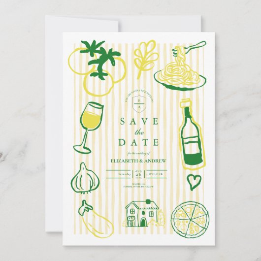 Save The Date Croquis Mariage italien jaune (Devant)