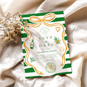 Save The Date Croquis sur la nourriture Mariage italienne verte