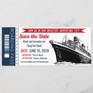 Save the Date Cruise Instapassagierskaart Uitnodig Kaart