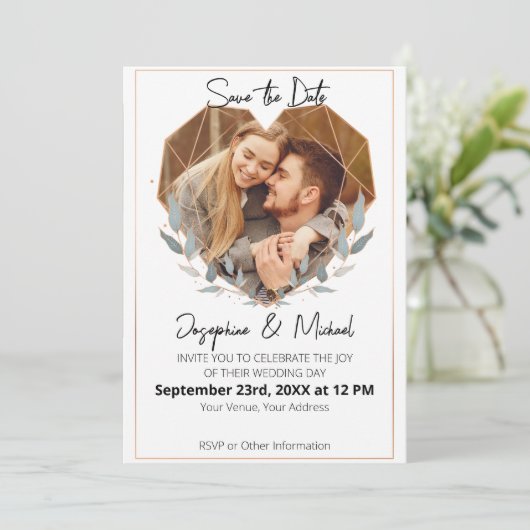 Save The Date Crystal Heart Enregistrer La Date (Debout devant)